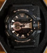 Black & Rose Gold XL G-Shock Quartz Sport Watch