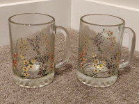 Flower Design Coffee Cups or Tea Mugs Set - Heavy Base