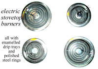 4 Stovetop electric elements/tray/ring  2 @ 7.5” + 2 @ 6” dia