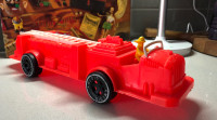 Vintage 1970s plastic Fire truck by AMLOID toys corp. 12 inches 