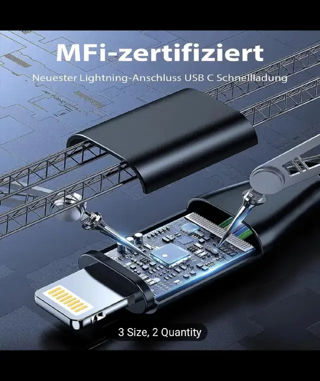2m USB C to Lightning Fast Charge Fast Data Cable, MFI Certified in Cell Phone Accessories in Markham / York Region - Image 6