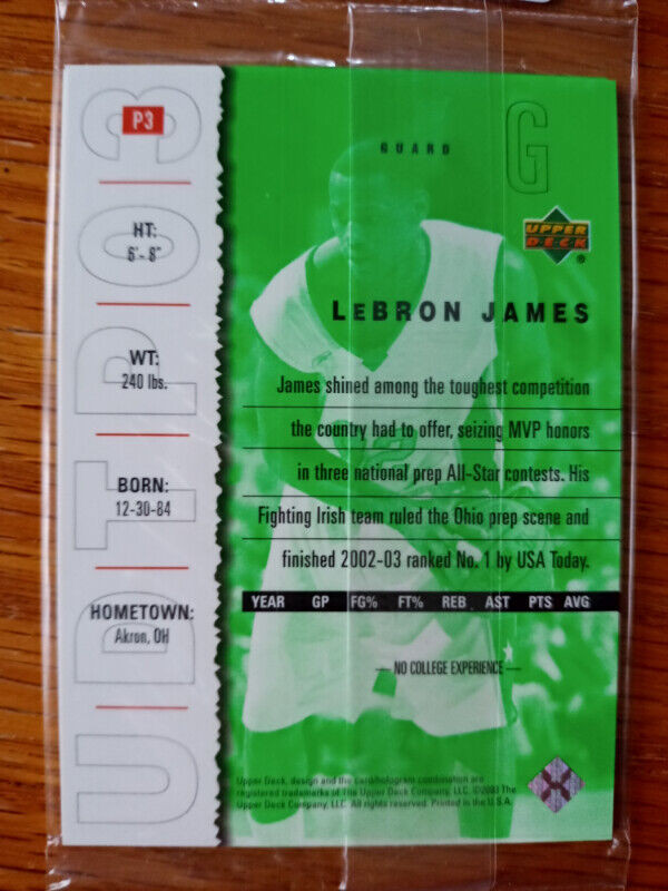Lebron James 2003-04 Upper Deck Top Prospects Promo's P1 P2 & P3 in Arts & Collectibles in St. Catharines - Image 3