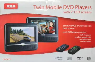 Explore the versatility of the RCA Dual Screen Portable DVD Player Car System, model DRC6272, a fant...