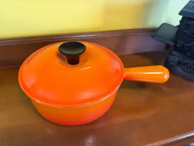 Le Creuset #18 Sauce Pan Pot Flame Orange Cast Iron Enamel Lid, View more
