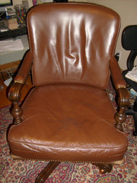 OFFICE CHAIR FROM THE LAW COURTS . REAL LEATHER