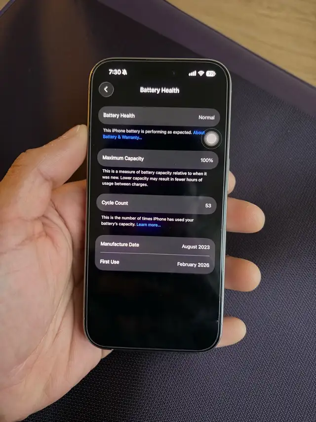 iPhone 15 Pro - 128 GB - 100% battery health in Cell Phones in Vancouver - Image 8