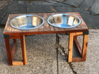 Elevated dog bowl feeders