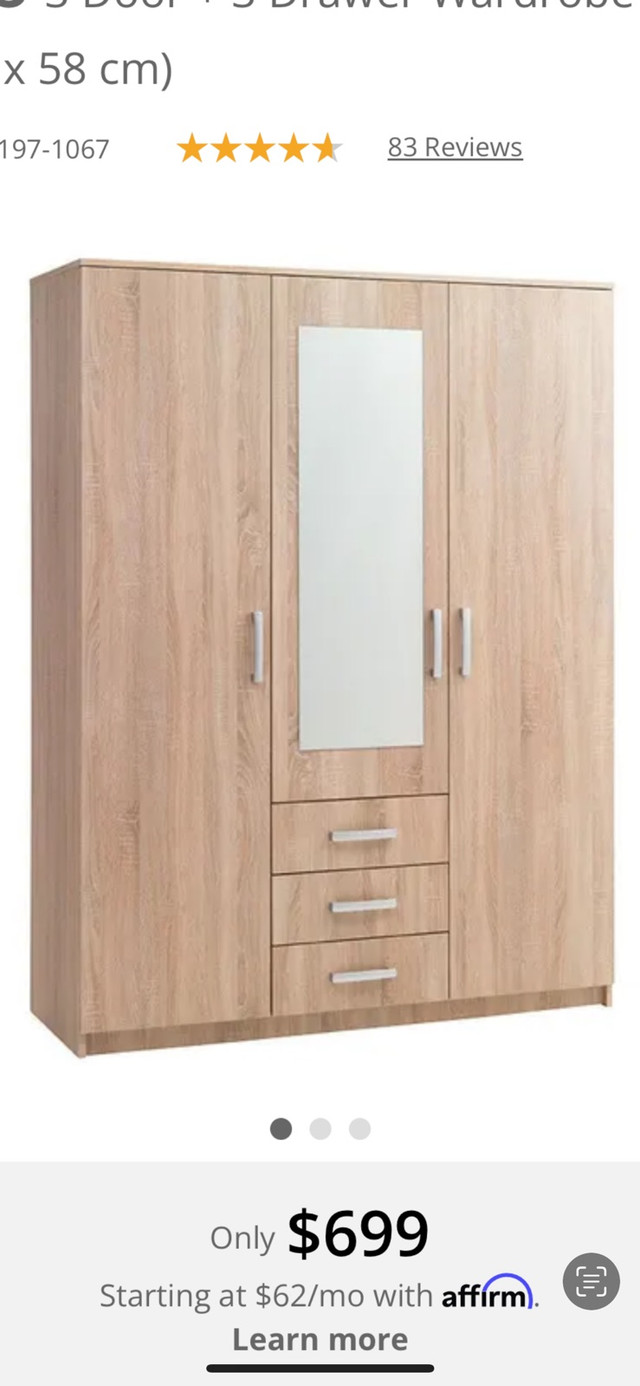VINDRE 3-DOOR WARDROBE, WENGE BROWN in Dressers & Wardrobes in Edmonton - Image 3