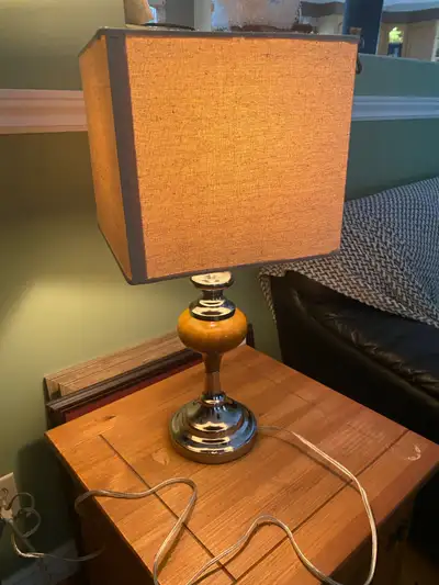 Modern Metal w Wood Look Working Table / Side Lamp - 24” high , View more