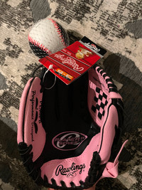 Brand New girl baseball glove with ball