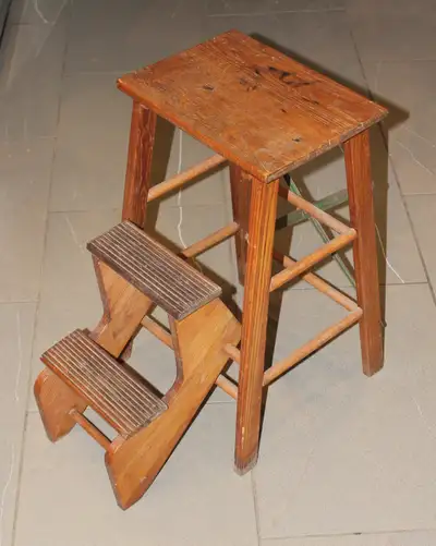 Measures 24" high, with a 9" x 14" top. Good to use as a stool as well. $25 cash, porch pick up.