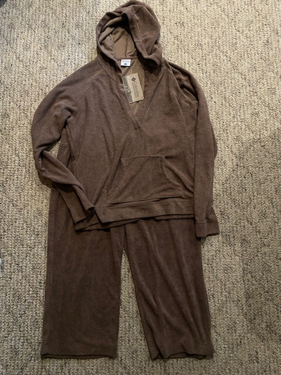 Women's Columbia Brown Terry Cloth Hoodie with Pocket & Capris, View more