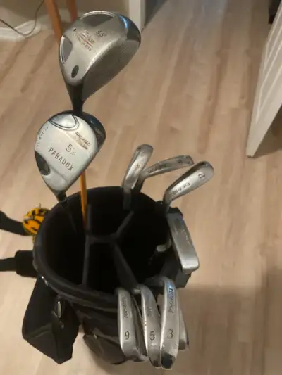 Golf clubs and bag, View more