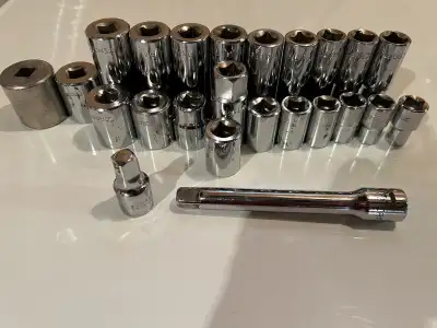 22 Imperial sockets (std and deep), 1/2 drive, plus 2 extens, View more