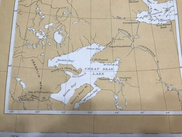 * Mackenzie River NWT , linen map, 1923, vintage, Norman to Hume in Arts & Collectibles in Yellowknife - Image 3