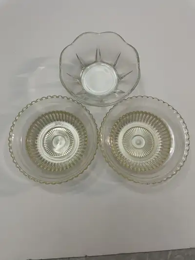 3 Vintage Glass Berry Bowls 4 1/2" Wide X 1 & 1/2" Tall, View more