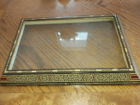 Beautiful vintage Middle-Eastern inlaid wooden frame with glass,