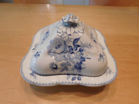Antique Edwardian Staffordshire Square Covered Serving Bowl