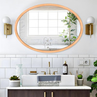 Wood Oval Mirror for Wall Decor 22x30 Inch 