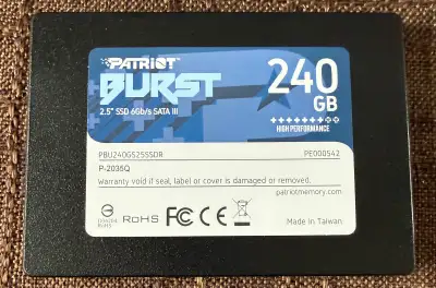 Fully working and reformatted 240GB ssd