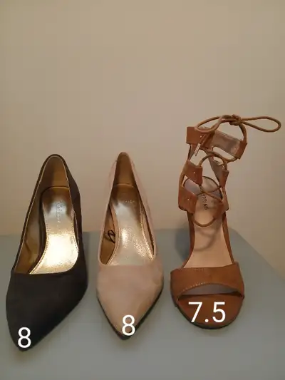 The pumps have never been worn outside. Only worn a couple times. Both pairs are size 8. Sandals onl...