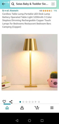 Cordless Rechargeable table Lamp. Gold, New (kitchener Doon 