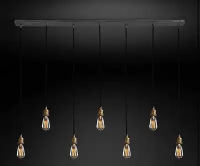 7 pendant 20th Century Factory Filament Bare in Polished Nickel Colour. Pendants can be hung at adju...