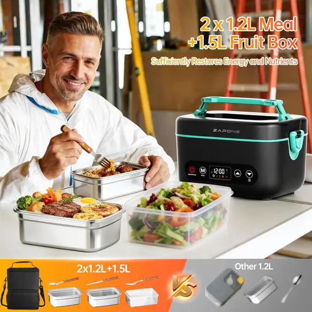 90, Heated Lunch Box Cordless Electric, 2.4L Capacity414907431052257282