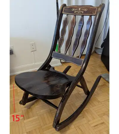 Antique Vintage Folding Rocking Chair Beech Farmhouse, View more