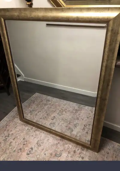 Selling a big wall hanging mirror. Has a mixed gold tone colour border. Mirror is perfect condition....