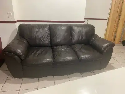 Used Faux Leather Sofa 3 Seater Black with solid structure, Whit, View more