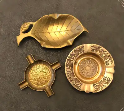 Vintage Brass Dishes/Ashtrays- Indian and Korean Brass, View more