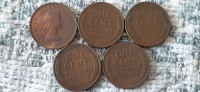 1953 and 1954 Canadian and US Pennies
