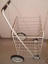Wheeled (4), Folding Steel Shopping Carts, WHITE, VERY LARGE