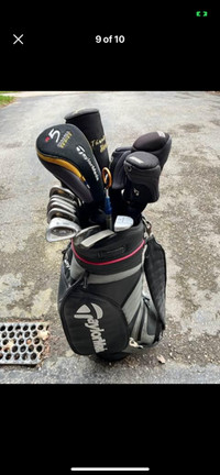 Golf clubs, golf bag, golf shoes $225.