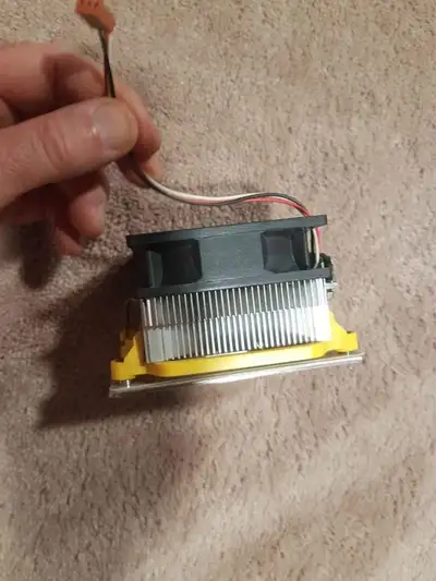 AMD c.p.u. fan, aluminum cooler, bottom bracket, 3 pin connector, View more