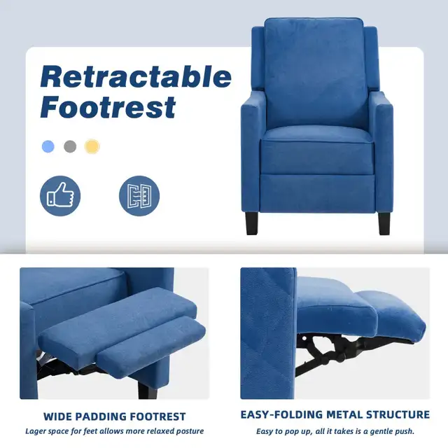 AVAWING Push Back Recliner Chair, Wing Back Chairs with Arms in Chairs & Recliners in Markham / York Region - Image 4