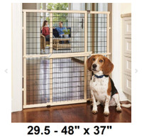 Wire Mesh Dog Gate Pressure Mount Fence (29.5-48" Wide 37" Tall)