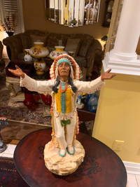 Native Tribal Chief porcelain sculpture numbered #057  20 inch h