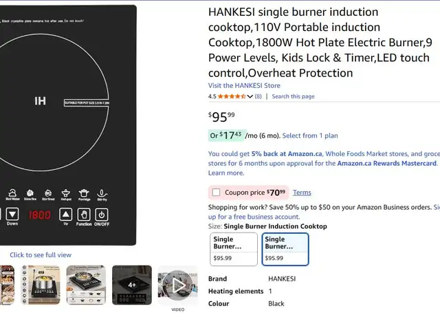 Portable induction Cooktop, 1800W, 9 Power Levels in Stoves, Ovens & Ranges in Longueuil / South Shore - Image 3