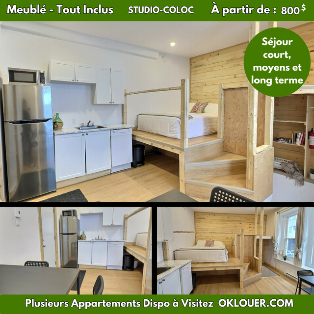 STUDIO-COLOC, MEUBLÉ-TOUT INCLUS EN CENTRE VILLE
