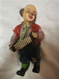 Vintage Hand Painted Clown Statue Figure 12" Tall