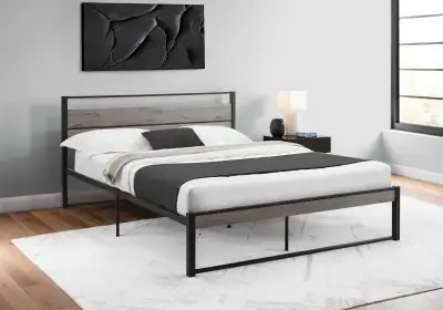 NEUF Lit queen en metal et bois ( 2 couleurs), View more