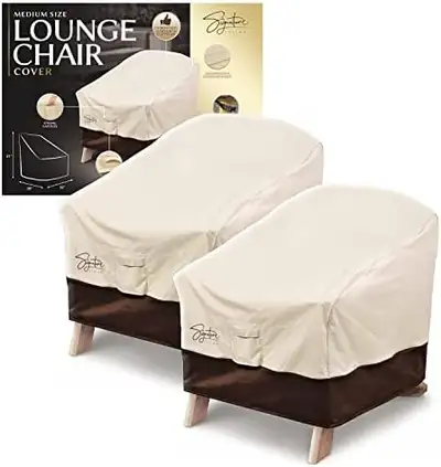 Signature Living Set of 2 Outdoor Waterproof Patio Chair Covers, View more