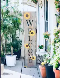 Beautiful Rustic Solid Wood Porch Welcome Sign