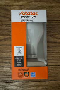 Votatec 6W/9W/12W A21 Filament LED, 3000K Dimmable
