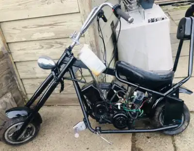 Mini motorcycle 3700$ twin engine alone carb spark muffler fuel tank throttle seat headlight 12volt...