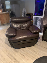 Brown leather couch set