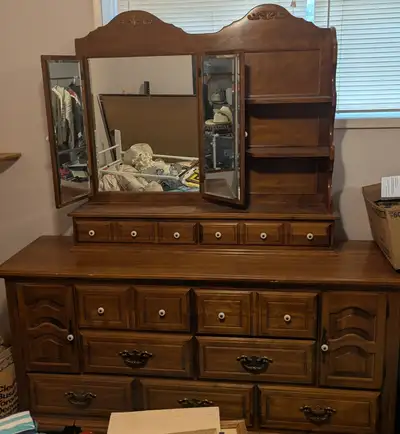 Antique Unique 11 drawers dresser with mirror plus nice dresser., View more