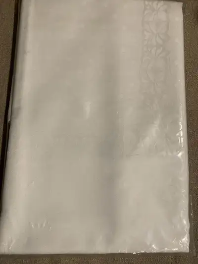 White  Irish linen damask table cloth - new-$60.00, View more
